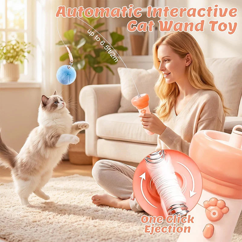 Interactive Cat Toy Fully Automatic Cat Wand Toy Funny Interactive Cat Toys for Bored Indoor Adult Cats Cute Kitten Kitty Toys