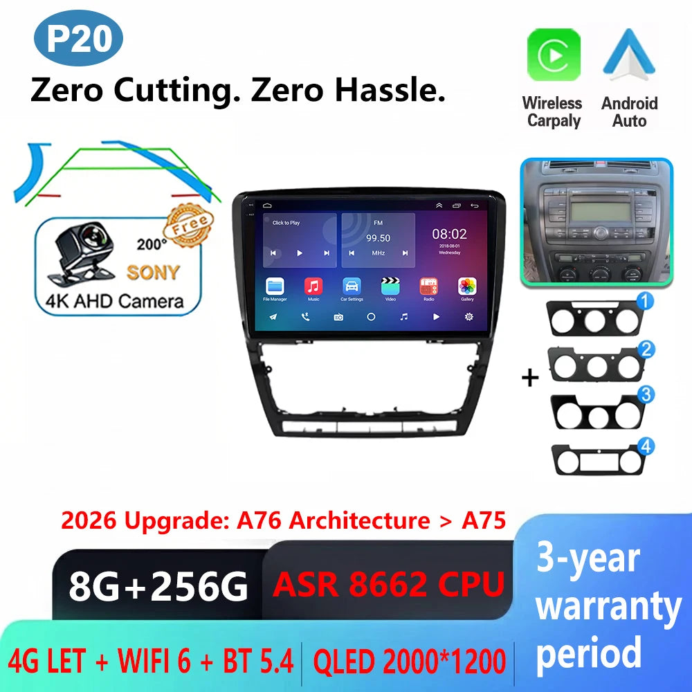 Car Stereo with Apple CarPlay & Android Auto, Compatible with Skoda Octavia 2 A5