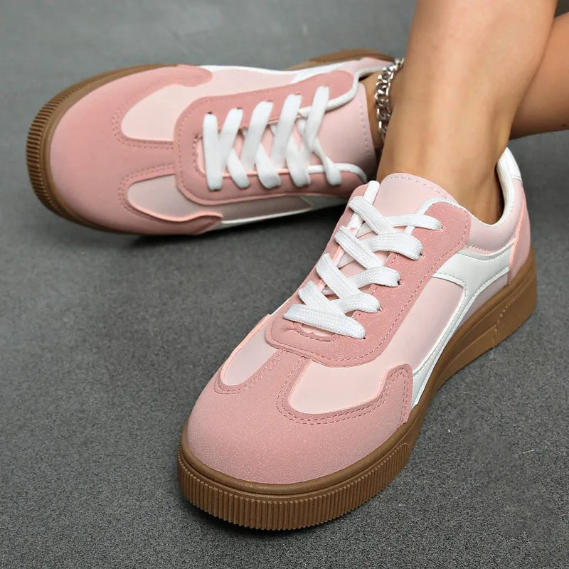 Fashion Running Sneakers for Women — Flat Casual Lace-Up Comfort Shoes