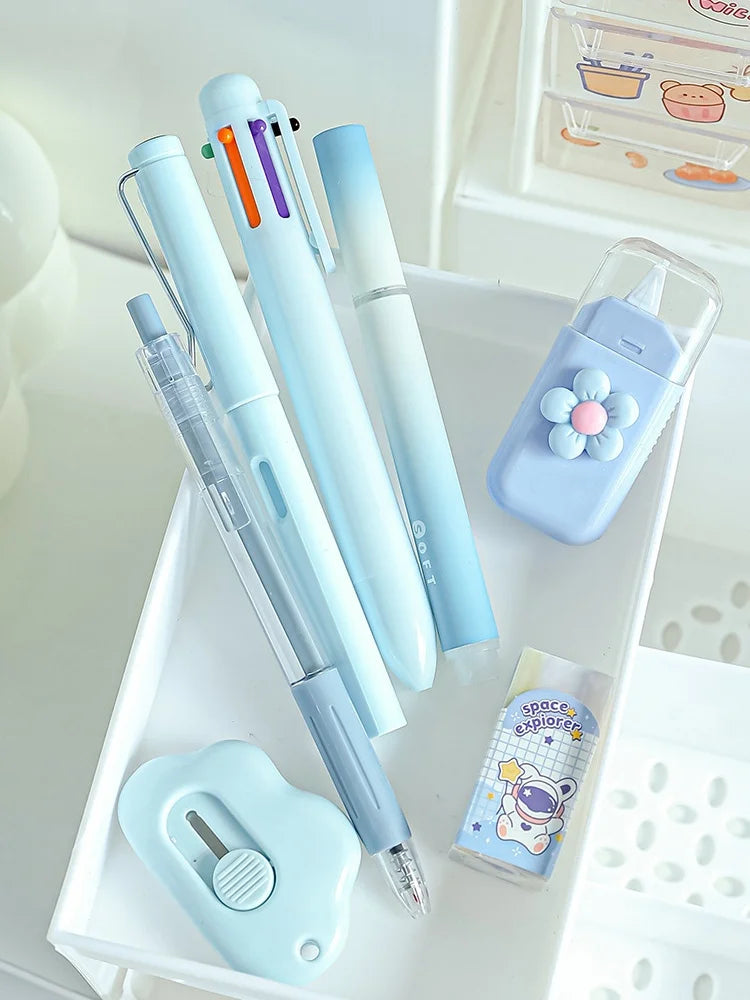 7-Pcs Stationery Set High-Quality Student Graduation Gift Neutral Pen Learning Companion Stationery Pack for Achievers， office