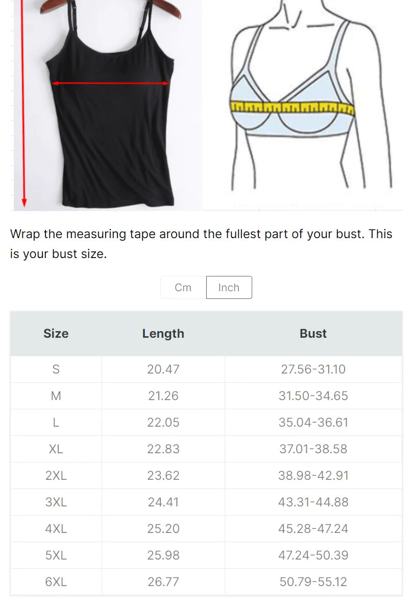 Women's Cami Bra Tank Top – Built-In Padded Bra Camisole | Wireless, Breathable & Seamless | S-6XL