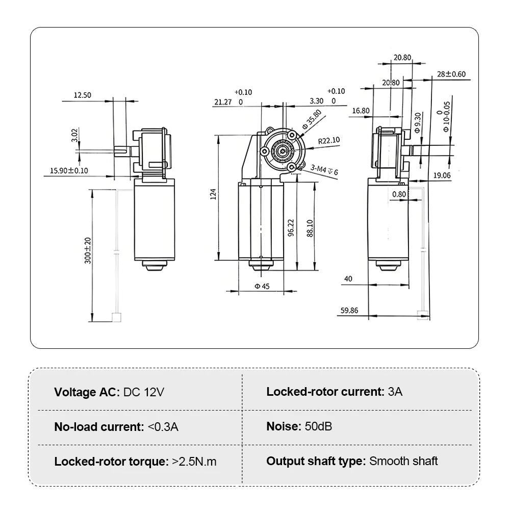 12V DC Worm Gear Reducer Motor Forward and Reverse High Torque Slow Speed Transmission Motor Power Failure Self-locking Motor