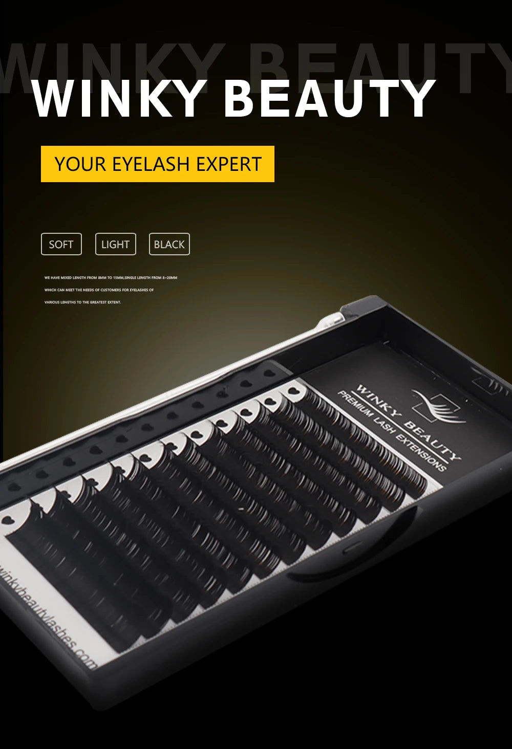 Winky Beauty Individual Eyelash Extension B/C/CC/D/DD Faux Mink Cilias Soft Eye Lash Extension 3D Russian Volume Lashes Makeup