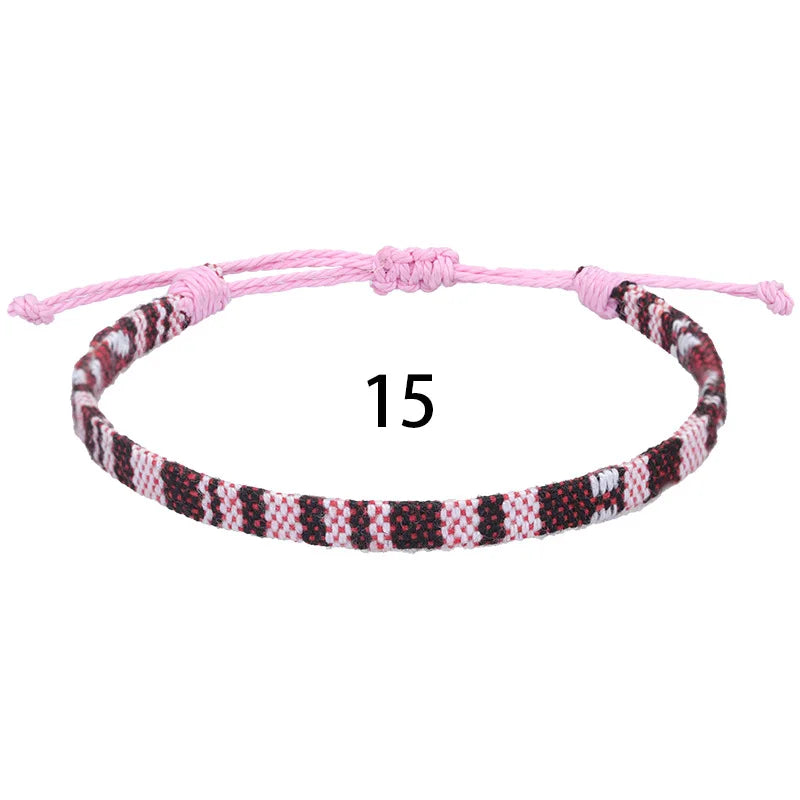 Anklets For Women Woven Fabric Foot Leg Bracelet Men Handmade Rope Braid Knot Beach Barefoot Weave Ethnic Boho Adjustable Charm