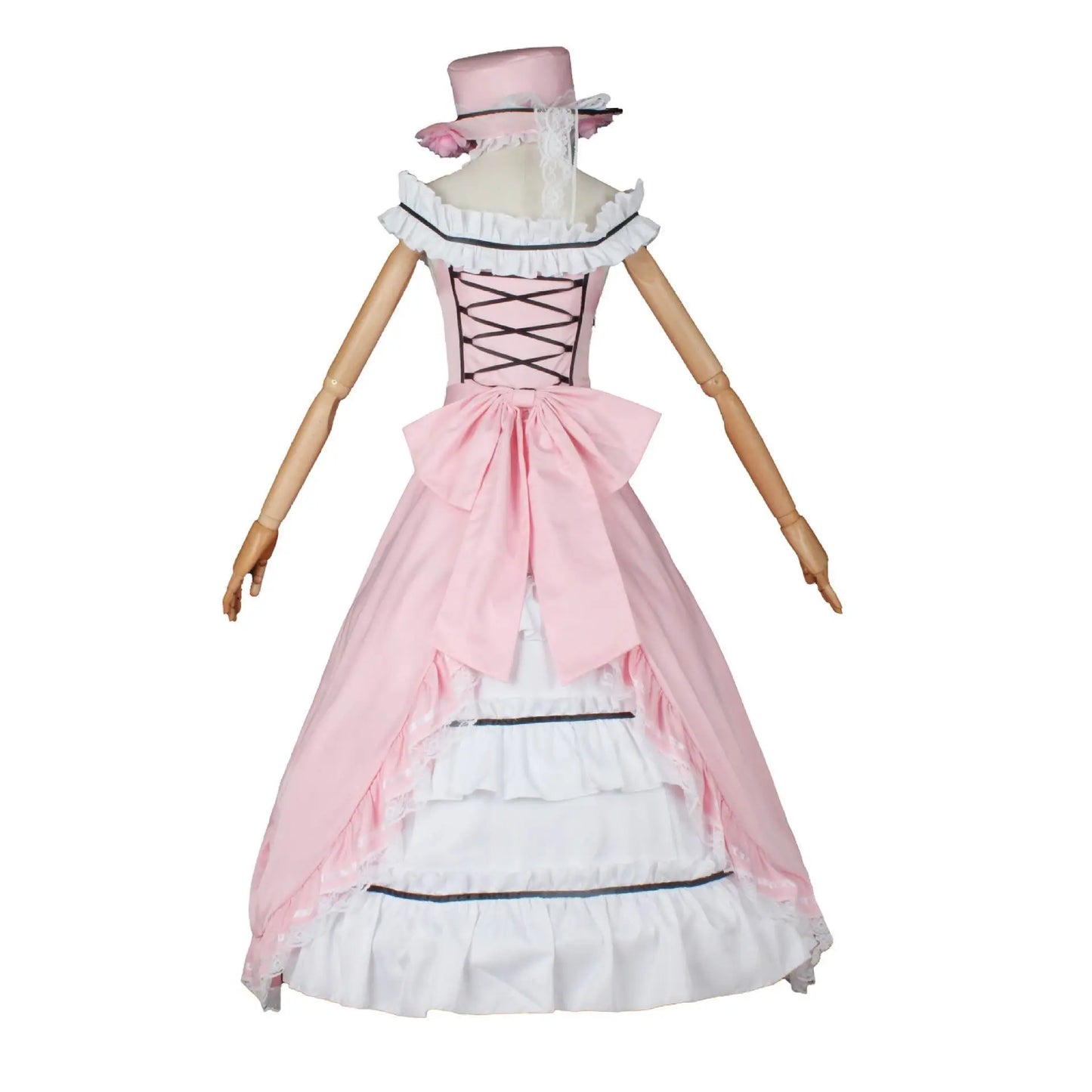 Anime Black Butler Ciel Phantomhive Young Master Cosplay Pink Robin Uniform Lolita Suit Wig Sleeveless Lace Maid Cut Dress