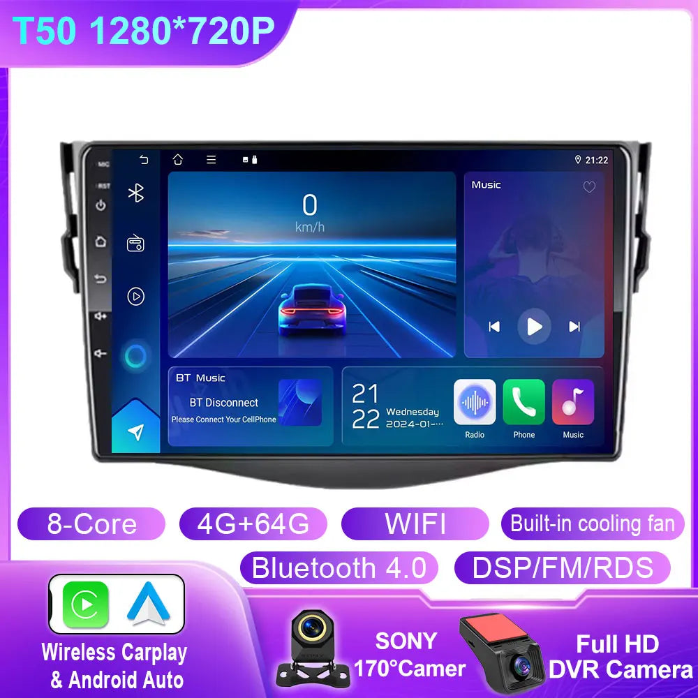 Android Carplay Auto For Toyota RAV4 Rav 4 2005 - 2009 2010 2011 2012 2013 Car Radio Multimedia GPS Player Stereo WIFI 4G BT DSP