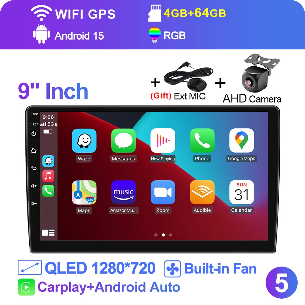 LEHX  7/9/10'' 4GB-64GB 2Din Android 15 Carplay Auto Car Radio Multimedia Stereo For toyota Hyundai Kia Volkswagen Jeep Fiat