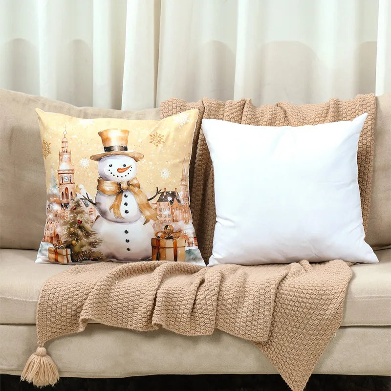 4pcs Merry Christmas Cushion Cover Home Decorations 2026 Christmas Ornament Pillow Case Xmas Navidad Gifts New Year Gifts 2026
