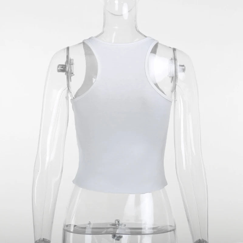 New 2026 Spring Women Sexy Tank Tops subtranslucent slim Tops Letter Printed White Women's Racerback Vest Summer Clothes