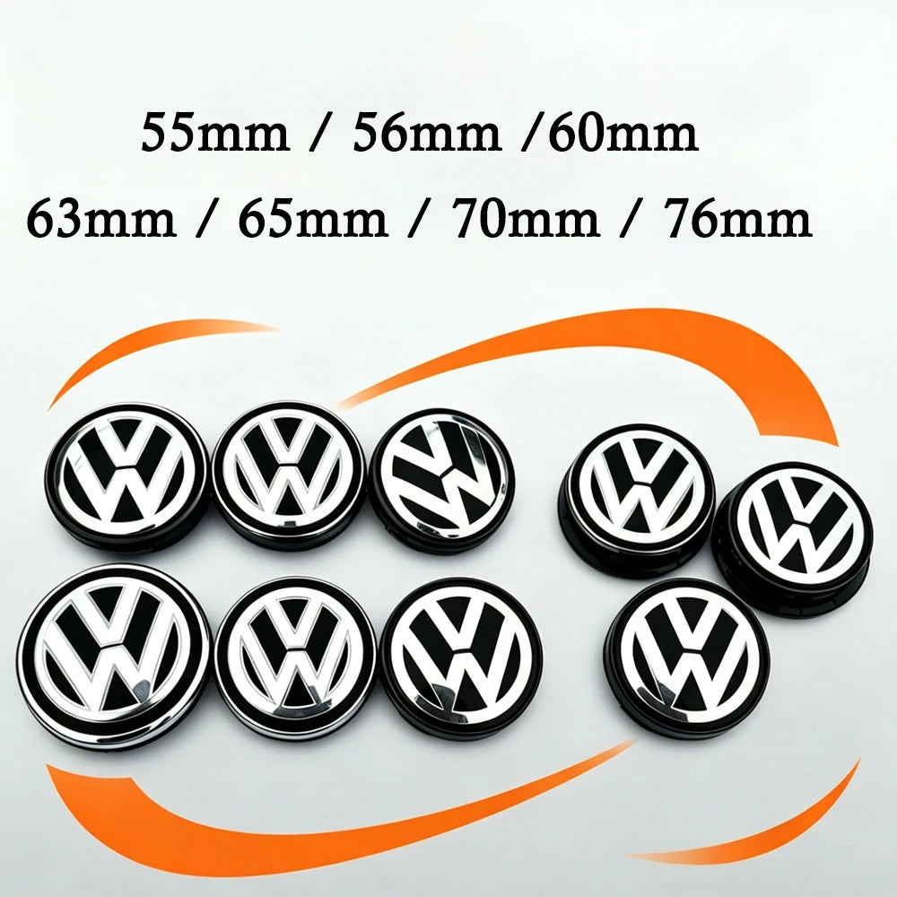 VW Volkswagen Car Wheel Center Hub Caps Cover 3D 4pcs 55mm 56mm 65mm 70mm for 4 5 6 7 Passat B5 B6 B7 Polo Touran CC accessories