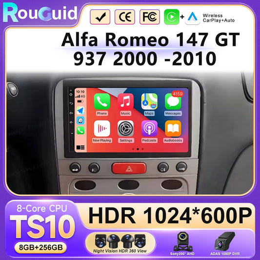Car Stereo with Apple CarPlay & Android Auto, Compatible with Alfa Romeo 147 GT 937