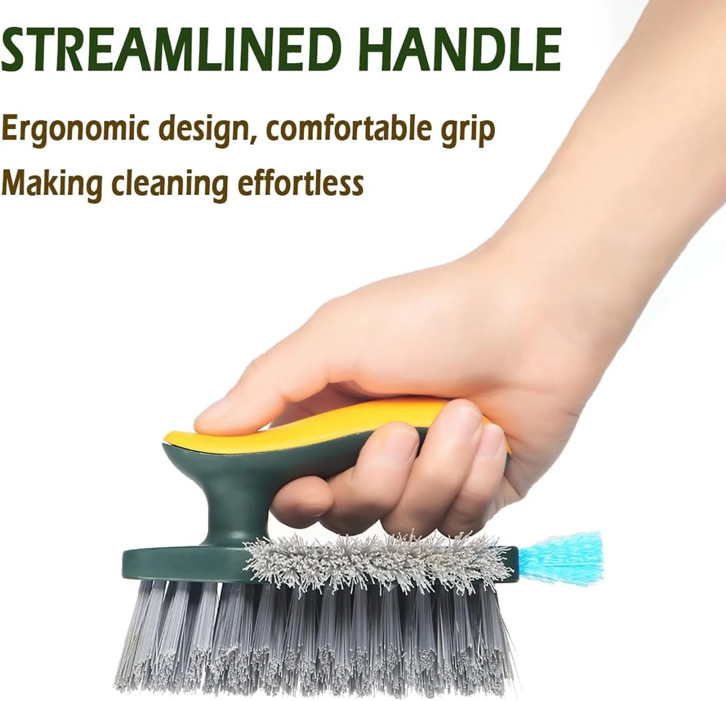 1Pcs 2-In-1 Handheld Cleaning Brush - No Dead Spot Multi-Functional for Crevices Windows Stoves Doors Laundry Tables