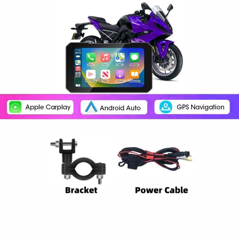 5" IP67 Waterproof Motorcycle Navigator with Wireless CarPlay & Android Auto