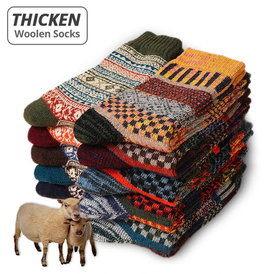 Men's Wool Blend Winter Socks, 5 Pairs