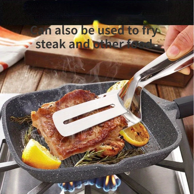 Professional Stainless Steel Food Turner&Tongs,Non-Slip Heat Resistant for Grilling Steak Fish,Multi-PurposeKitchen Flipper Tool