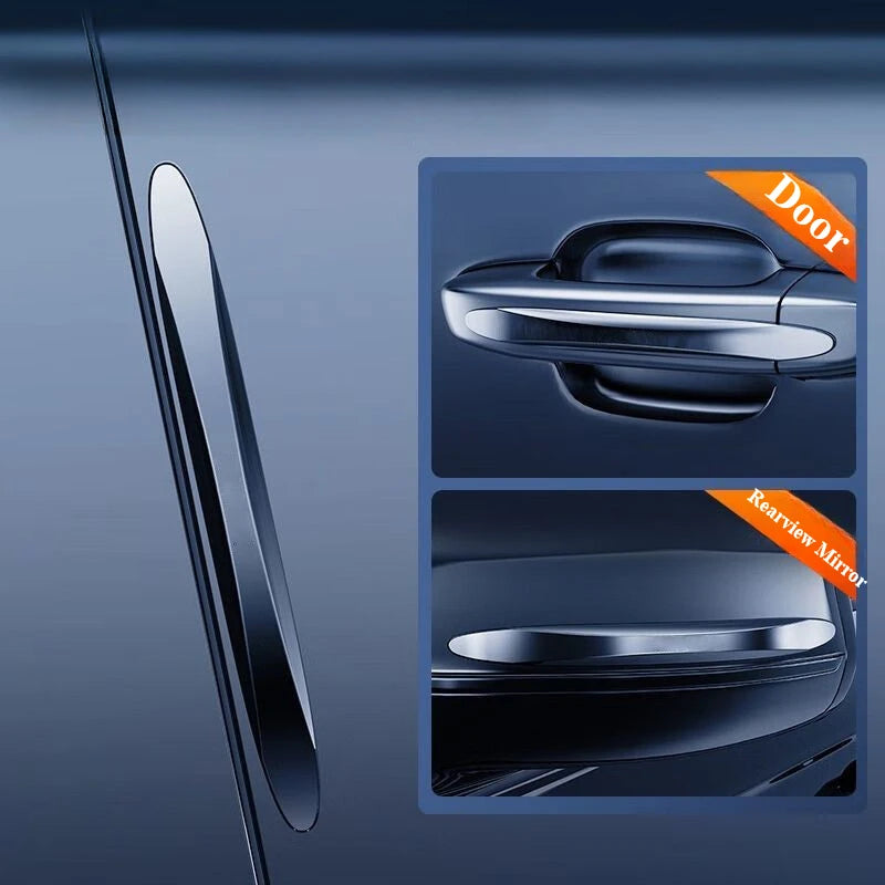 4Pcs Universal Car Door Bumper Edge Protection Strip Stickers Rearview Mirror Protection Car Sticker Strip Anti-collision Strips