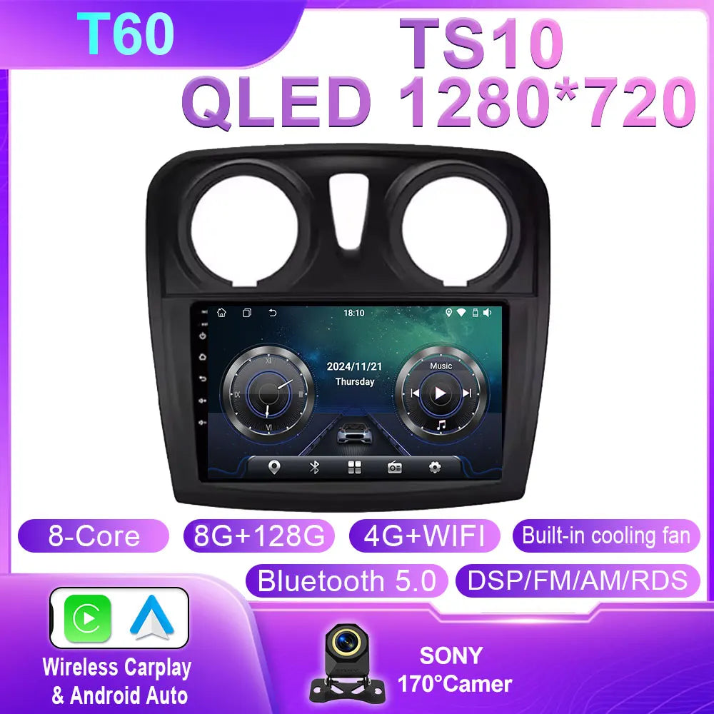 Android 16 Carplay Auto For Renault Logan 2 Sandero 2 2012 - 2016 2017 2018 2019 Car Radio Multimedia Player Stereo GPS WIFI DPS