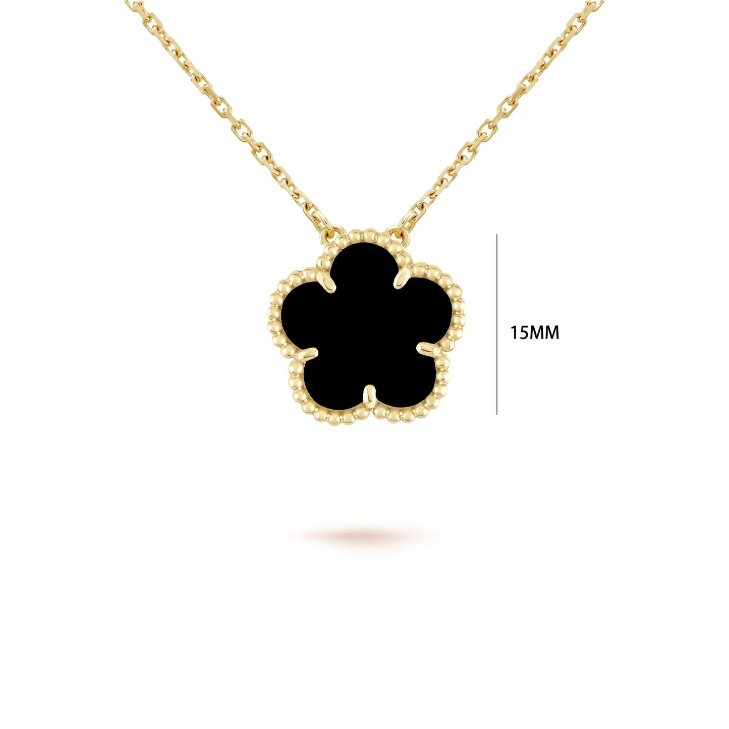 Five-Petal Flower Pendant Necklace — Natural Stone, 7 Colors