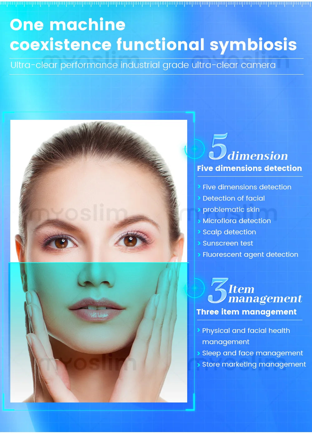21.5 Inch 3D Facial Skin Analyzer Machine AI 8 Light Spectrum Skin Care Scanner for Business Hair Analysis Beauty Care