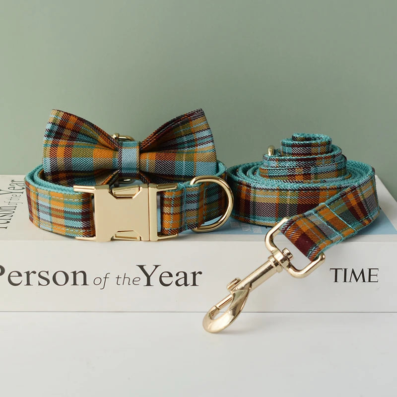 Padded Dog Collar & Leash Set - Plaid & Velvet Bow Styles, S-XL - photo 22