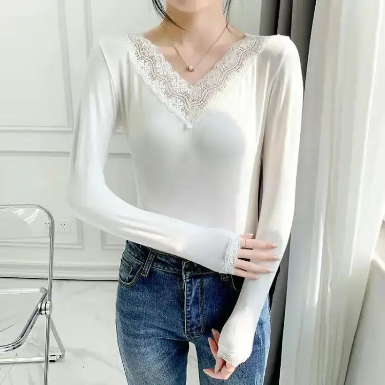 Women's Lace Trim Thermal Top - Long Sleeve Base Layer - photo 18