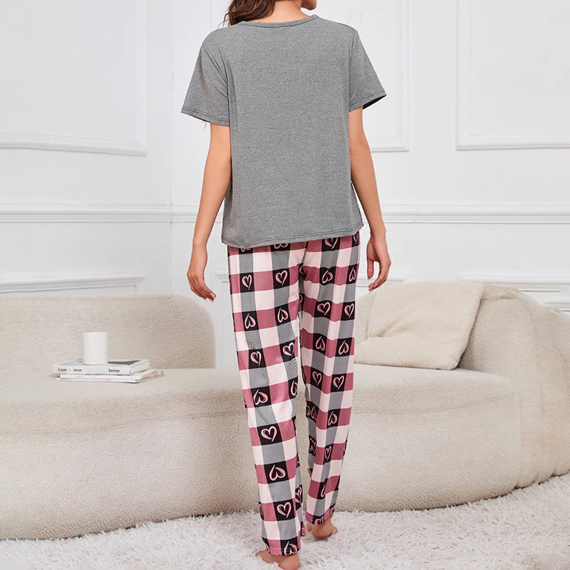 Women's 3 Piece Pajama Set - Crew Neck Top, Shorts & Long Pants - photo 2