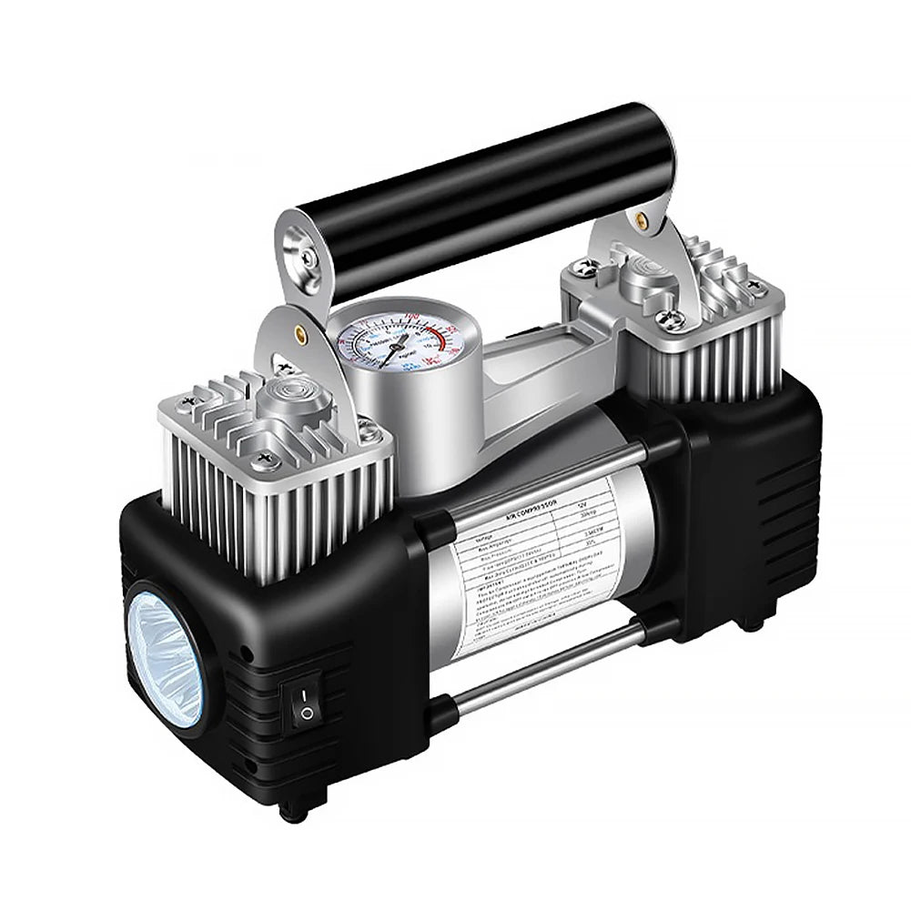 12V Portable Dual Cylinder Air Pump Heavy Duty Car Truck Air Compressor Dual Cylinder Tire Inflator Electric Car Tyre Inflator