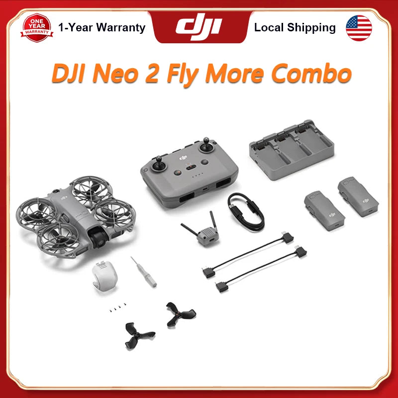 DJI Neo 2 Fly More Combo With RC-N3 Remote Controller, Stable Transmission With Digital Transceiver, 4K Drone for Beginners, 3 Batteries