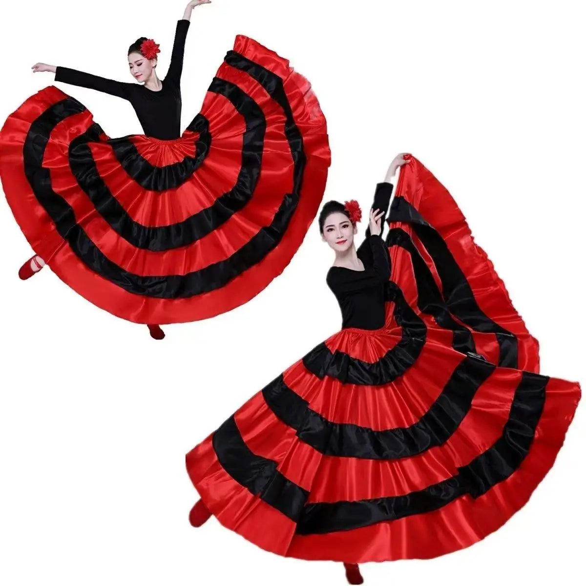 Women's satin big swing flamenco dress