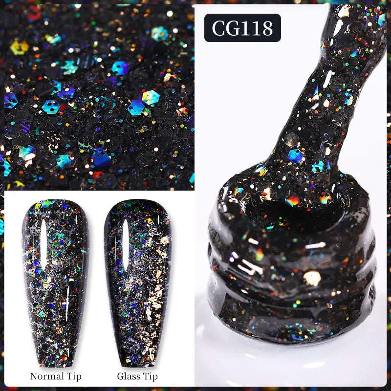 BORN PRETTY Christmas Green Glitter Gel Nail Polish 10ml Sparking Red Glitter White Gold Silver Santa Winter Snowflake Soak Off