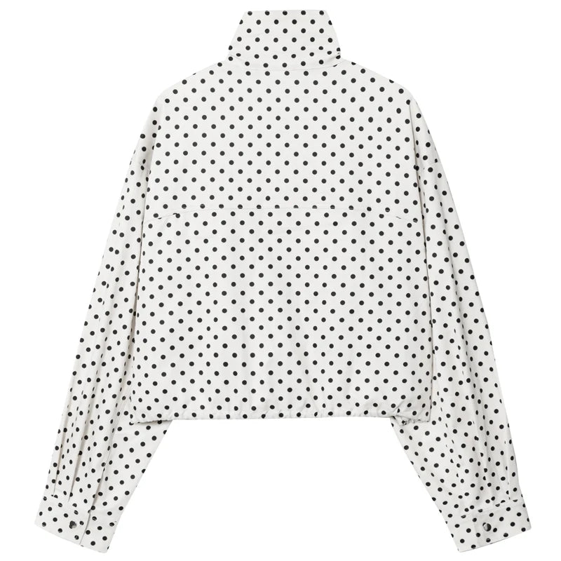 Women's Polka Dot Bomber Jacket, Oversized Zip-Up