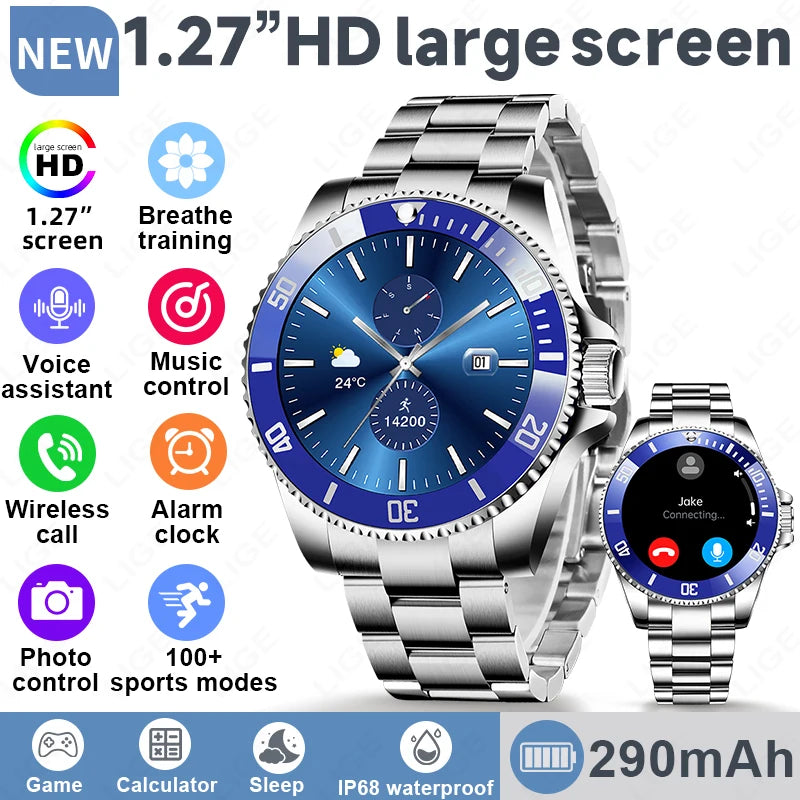 LIGE 2026 Luxury Smart Watch – Bluetooth Call, Health Monitoring & Multi-Sport | Men & Women Gift