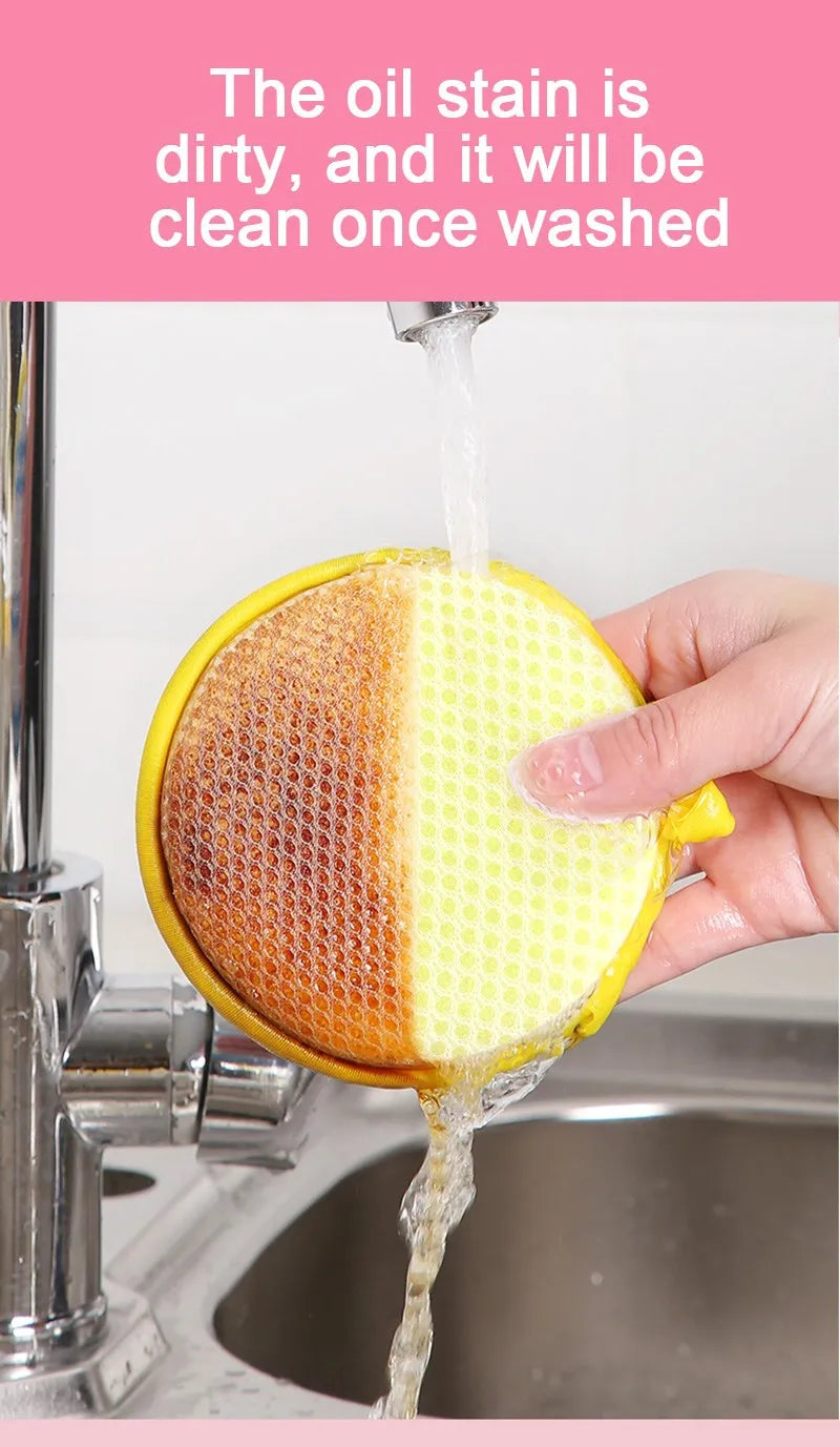 Kitchen Double-Sided Dishwashing Sponge Reusable Brushing Pots Wipes Pans Cleaning Cloth Home Grease Removal Dishwashing Cloth