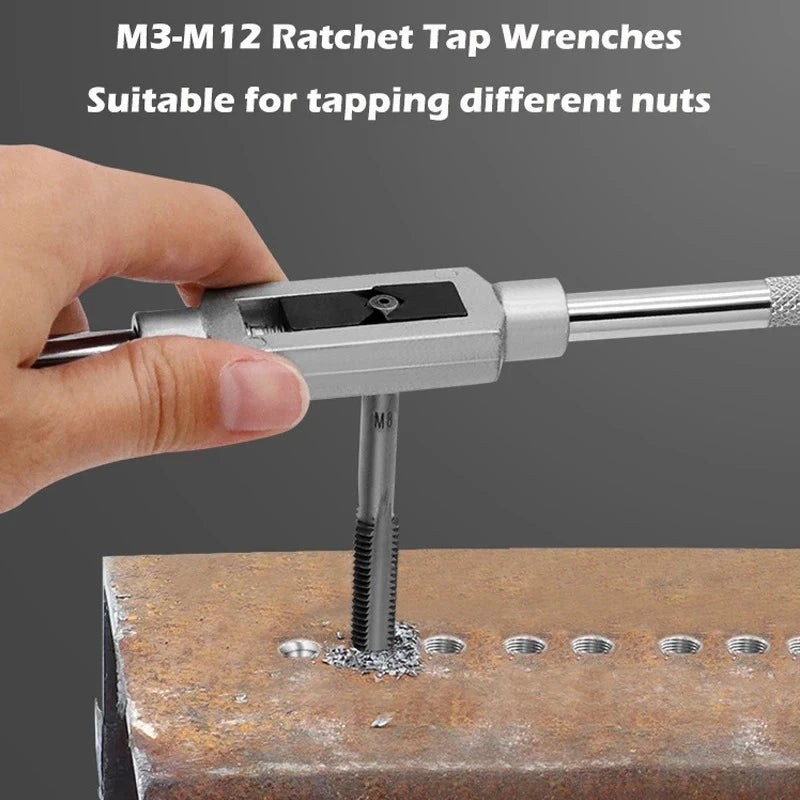 6 in 1 Ratchet T Tap Adjustable Holder Wrench With M3-M8 Screw Machine Hand Tool Thread Metric Plug T-shaped Tapping Tools