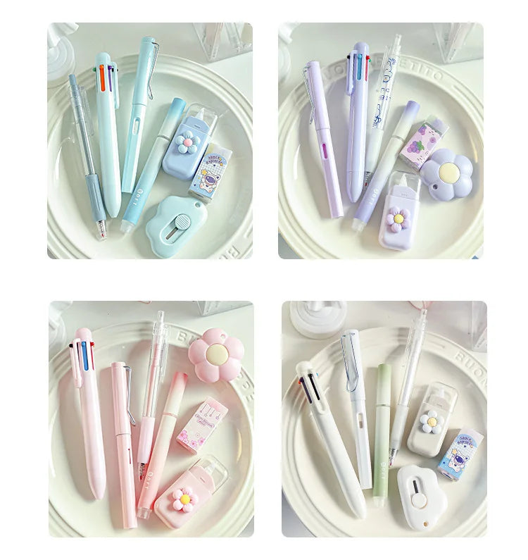 7-Pcs Stationery Set High-Quality Student Graduation Gift Neutral Pen Learning Companion Stationery Pack for Achievers， office