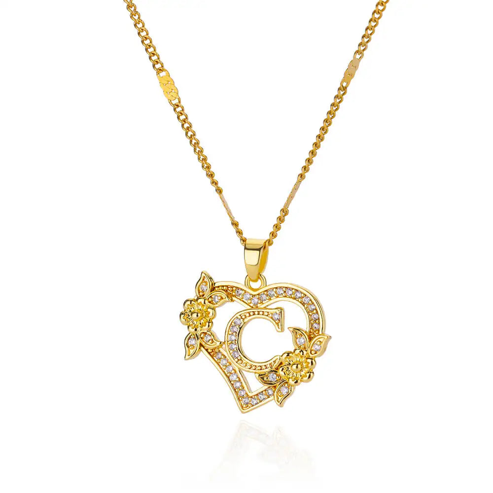 Initial Heart Necklace – Gold-Tone A-Z Letter Pendant