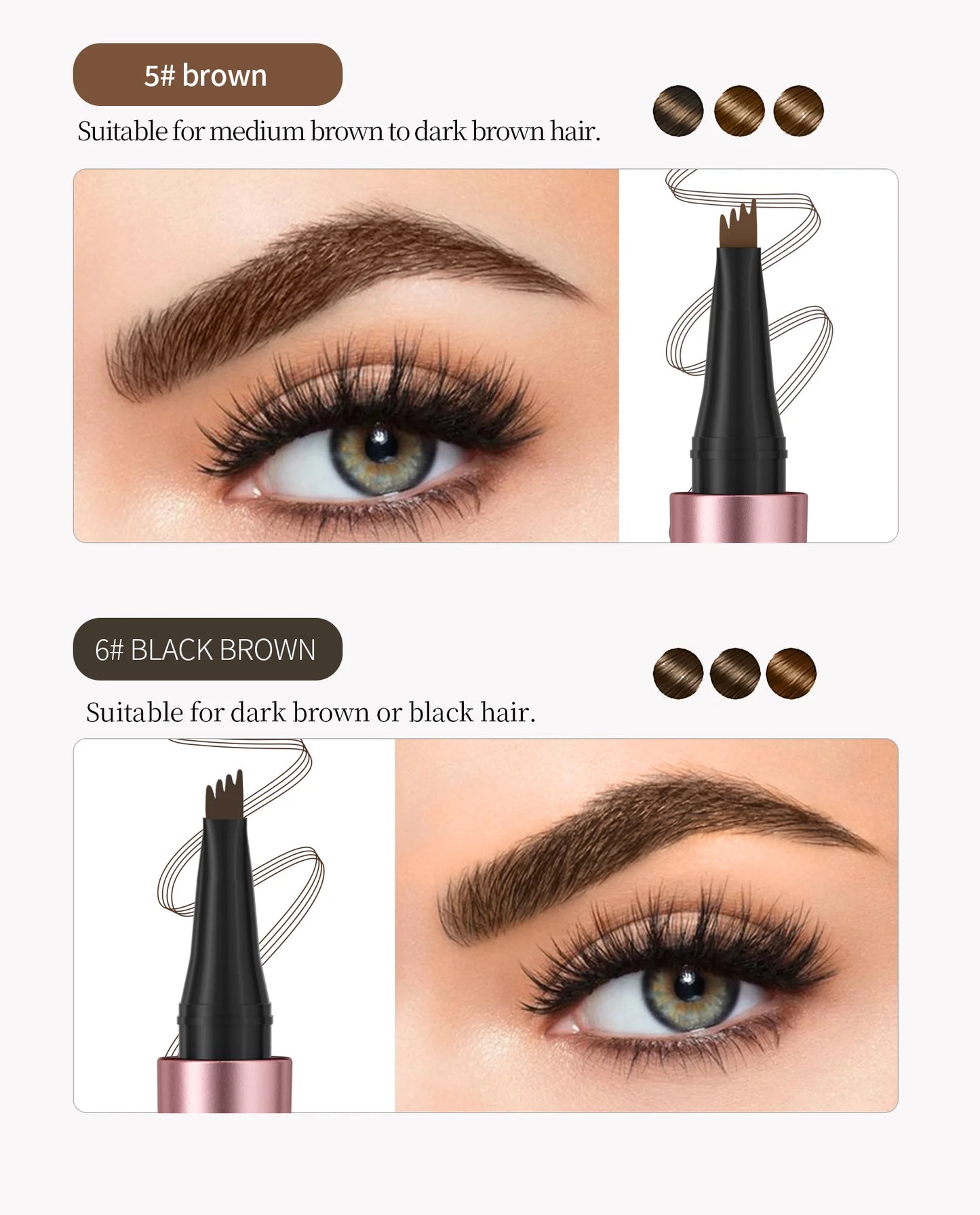 4 Fork Tip Eyebrow Pencil 3D Microblading Waterproof Dark Brown Natural Colour Fine Stroke Magic Eyebrow Pencil 2026 New Ladies