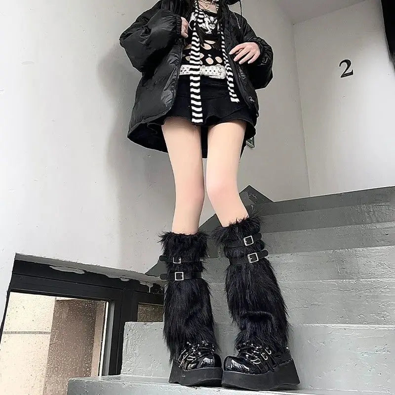 Women's Faux Fur Boot Covers, Harajuku Leg Warmers