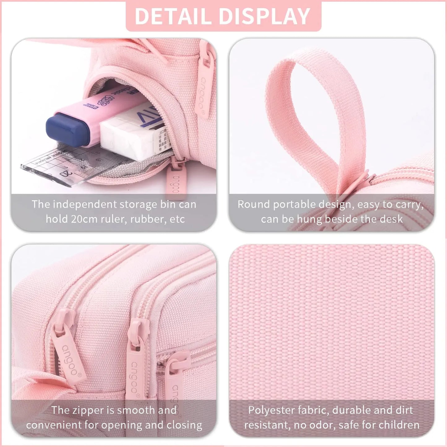 Large-Capacity Zippered Pencil Case Portable Multi-Compartment Pencil Pouch Waterproof and Durable Stationery Storage