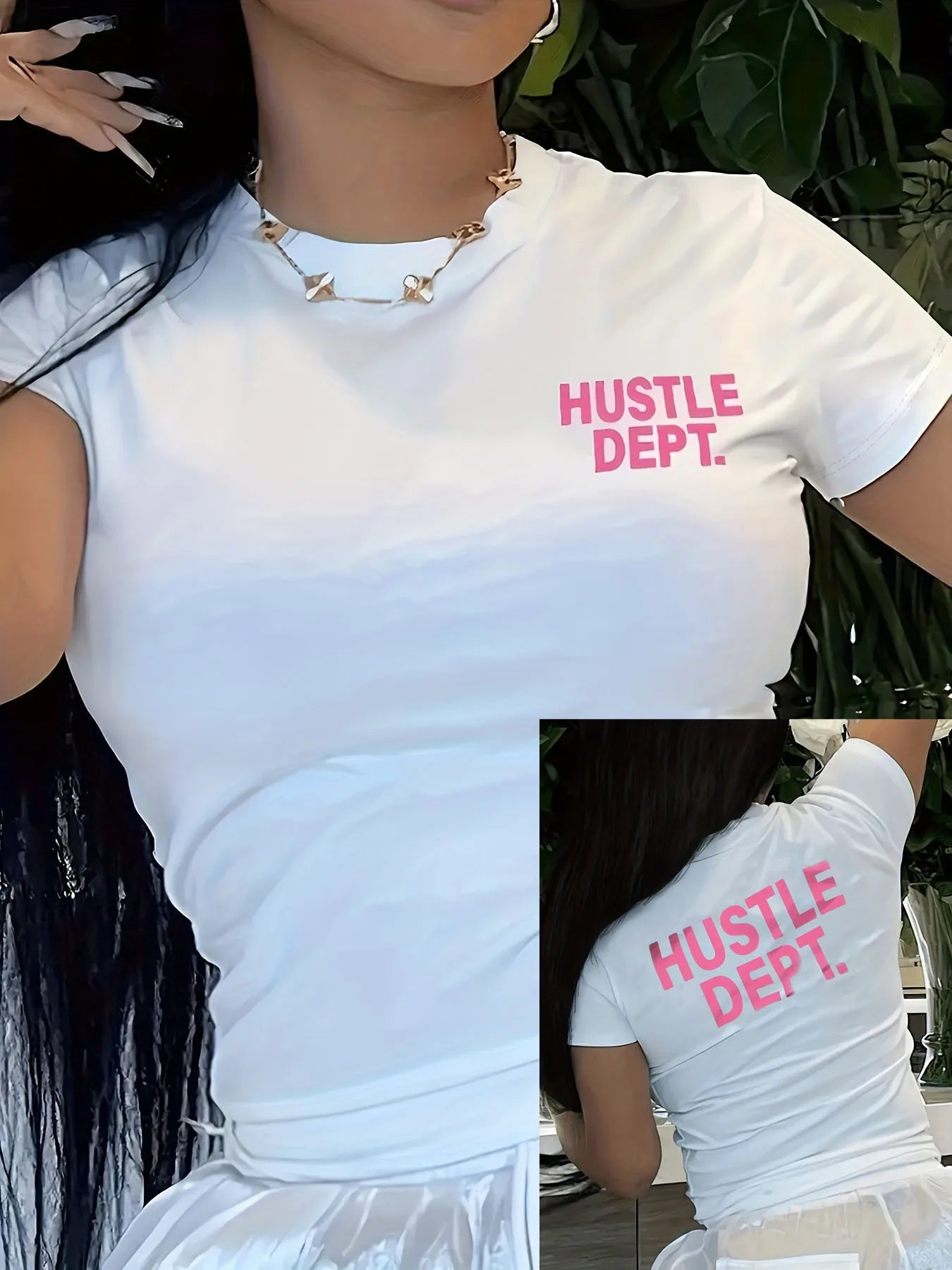 Women's 'Hustle' Graphic Tee — Short-Sleeve Casual Harajuku Top