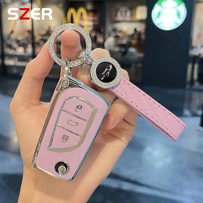 Soft TPU Car Flip Key Case Cover Shell Keychain For Toyota Corolla Altis Auris Aygo Yaris Camry RAV4 Verso TC IM Fob Accessories