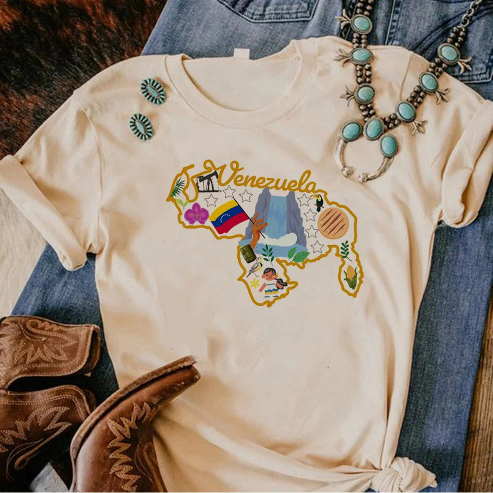 Venezuela tshirt women Japanese funny harajuku top female streetwear funny clothing