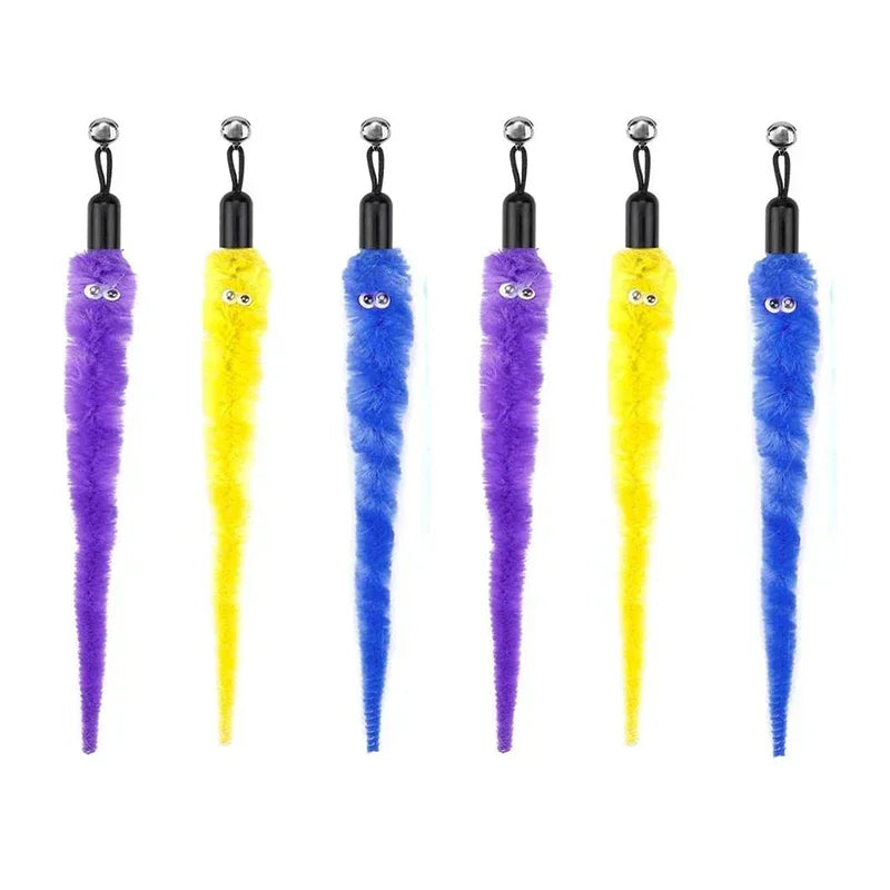 Cat Feather Toy Accessories False Birds Worm Toy with Bell Kitten Cat Toys Interactive Replacement Refill Foam Ball Training