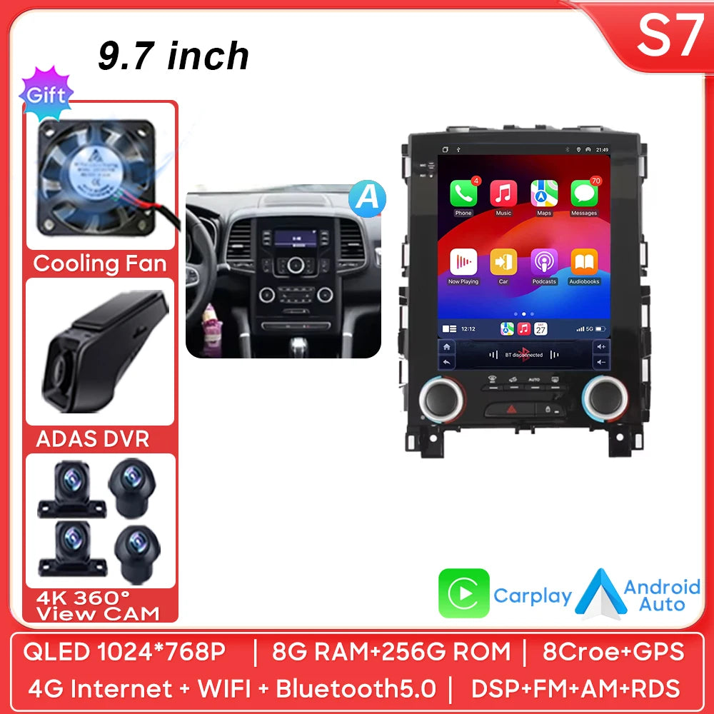 Car Stereo with Apple CarPlay & Android Auto, Compatible with Renault Koleos, Megane 4 & Talisman
