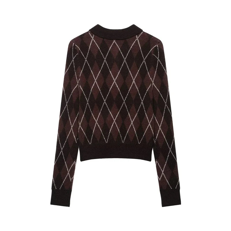 Women's Sweater 2026 New Autumn Winter Long Sleeve Diamond Knit Sweater for Women Fashion Personality Chic Women Pullover Top