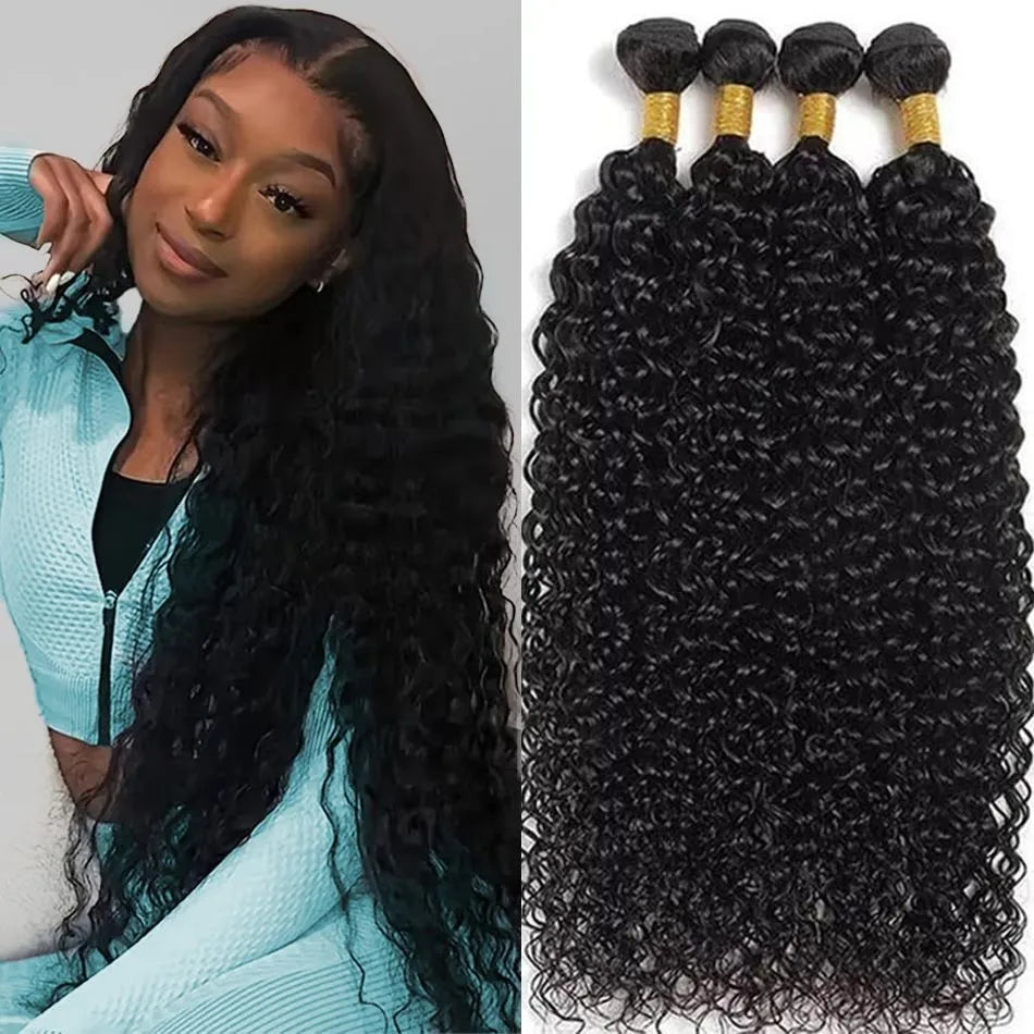 Burmese Curly Human Hair Bundles — 12A Remy Water Wave Weave (12"–40")