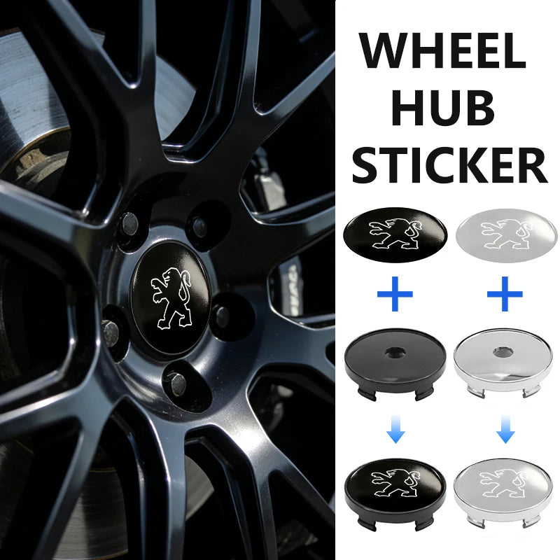 4pcs Car Wheel Center Hub Cap 60mm Universal Anti-Scratch Hub Protector For Peugeot GTLine 308 508 5008 3008 408 206 207 106 406