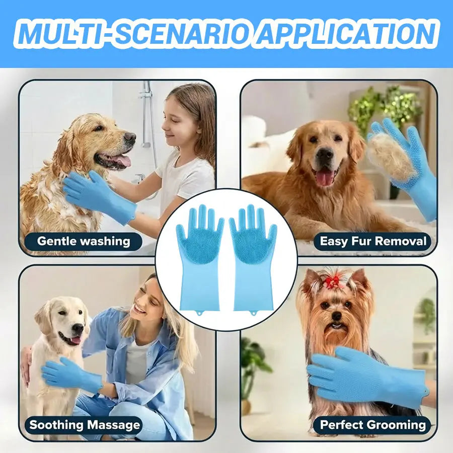 Upgraded Pet Hair Remover Gloves Gentle Deshedding Grooming Gloves for Dogs Cats & Horses Long & Short Hair Pet Grooming Tool