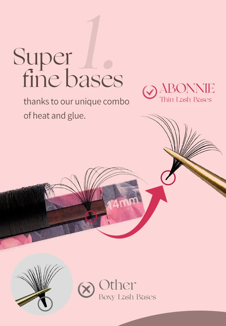 Abonnie Cashmere Easy Fan Lashes Eyelash Extensions Mega Volume Fans All Size Eyelashes Supplies for Eye Beauty