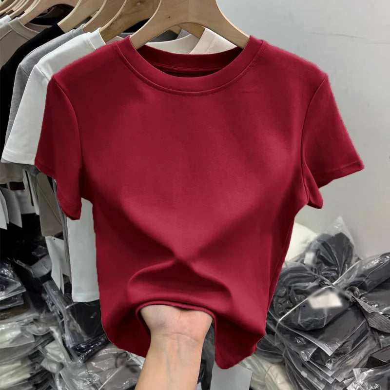 Women's plain cotton t-shirt - view 17